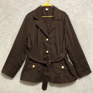 Venezia Dark Brown Utility Jacket with Belt Size 22 Fall Grunge